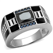 Load image into Gallery viewer, Anillo Color Plata Para Hombres y Ninos de Acero Inoxidable Onyx Rectangular con Diamantes Azules - Jewelry Store by Erik Rayo
