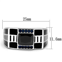 Load image into Gallery viewer, Anillo Color Plata Para Hombres y Ninos de Acero Inoxidable Onyx Rectangular con Diamantes Azules - Jewelry Store by Erik Rayo
