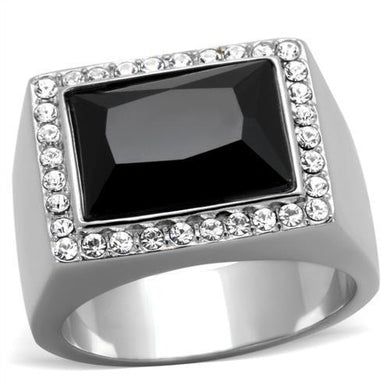 Anillo Color Plata Para Hombres y Ninos de Acero Inoxidable Onyx Rectangular Elegante - Jewelry Store by Erik Rayo