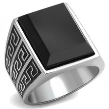 Load image into Gallery viewer, Anillo Color Plata Para Hombres y Ninos de Acero Inoxidable Onyx Rectangular Patron Egipcio - Jewelry Store by Erik Rayo
