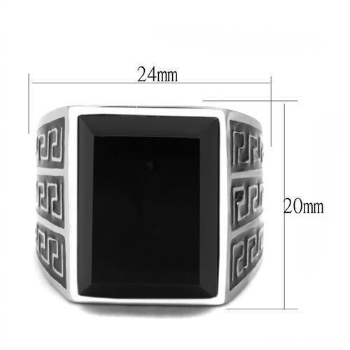 Anillo Color Plata Para Hombres de Acero Inoxidable Onyx Rectangular Patron Egipcio - Jewelry Store by Erik Rayo