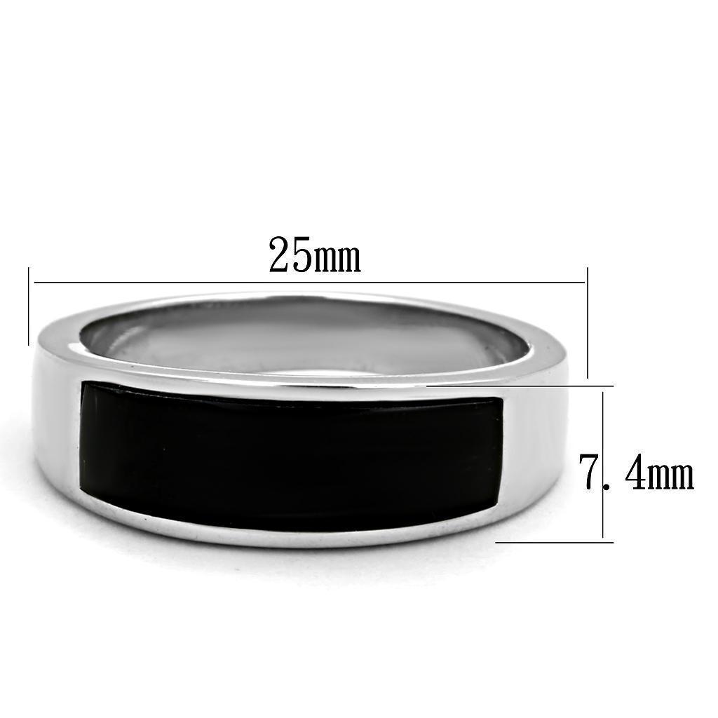 Anillo Color Plata Para Hombres de Acero Inoxidable Onyx Tallado - Jewelry Store by Erik Rayo