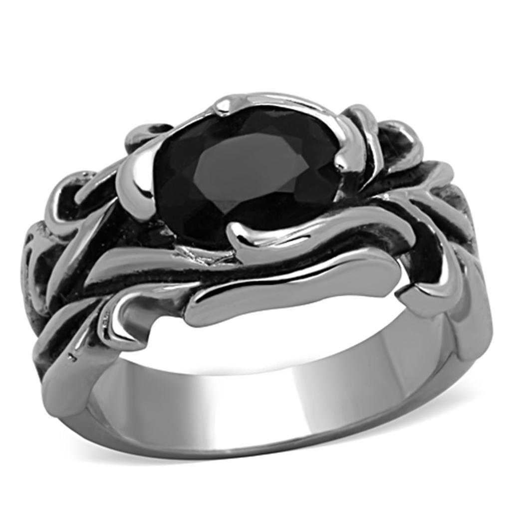 Anillo Color Plata Para Hombres de Acero Inoxidable Onyx Unico 3D - Jewelry Store by Erik Rayo