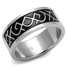 Load image into Gallery viewer, Anillo Color Plata Para Hombres y Ninos de Acero Inoxidable Patrones en Negro - Jewelry Store by Erik Rayo
