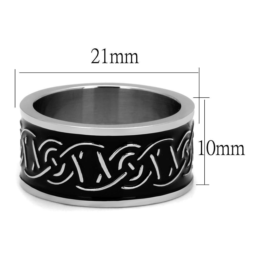 Anillo Color Plata Para Hombres de Acero Inoxidable Patrones en Negro - Jewelry Store by Erik Rayo
