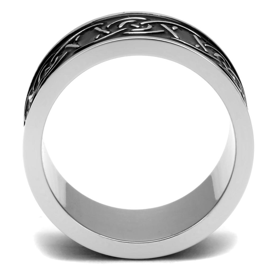 Anillo Color Plata Para Hombres de Acero Inoxidable Patrones en Negro - Jewelry Store by Erik Rayo