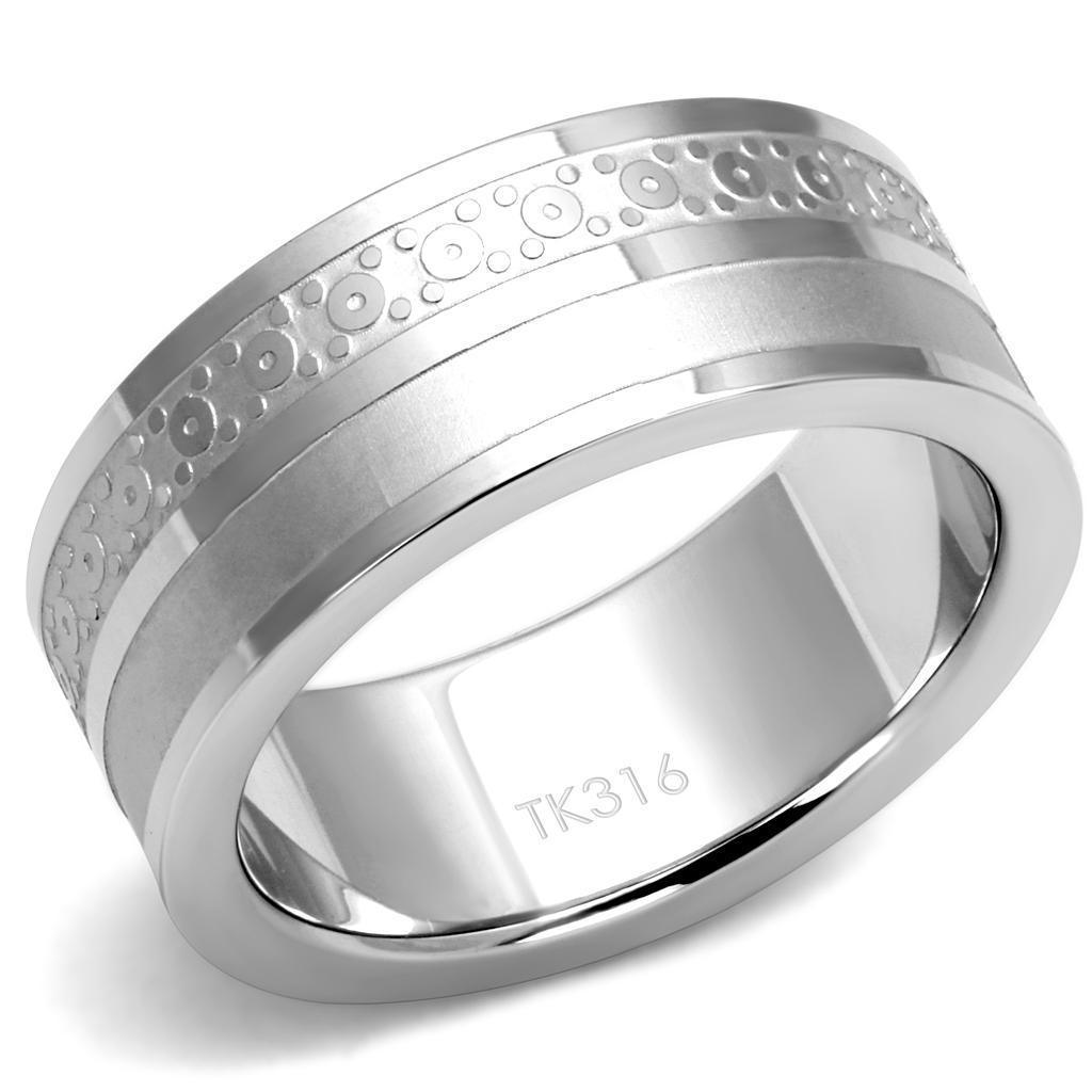 Anillo Color Plata Para Hombres de Acero Inoxidable Patrones Opuestos - Jewelry Store by Erik Rayo