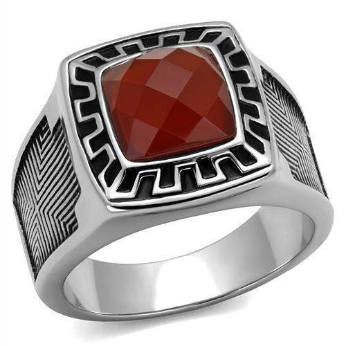 Anillo Color Plata Para Hombres de Acero Inoxidable Piedra Agate in Siam - Jewelry Store by Erik Rayo