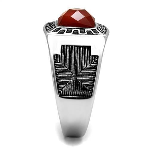Anillo Color Plata Para Hombres de Acero Inoxidable Piedra Agate in Siam - Jewelry Store by Erik Rayo