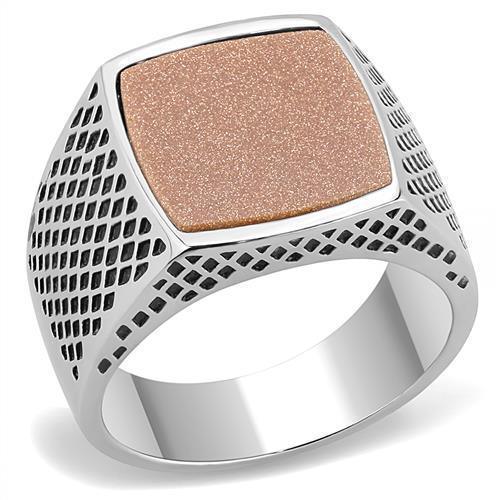 Anillo Color Plata Para Hombres de Acero Inoxidable Piedra de Arena - Jewelry Store by Erik Rayo