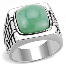 Load image into Gallery viewer, Anillo Color Plata Para Hombres y Ninos de Acero Inoxidable Piedra Lisa Color Jade - Jewelry Store by Erik Rayo
