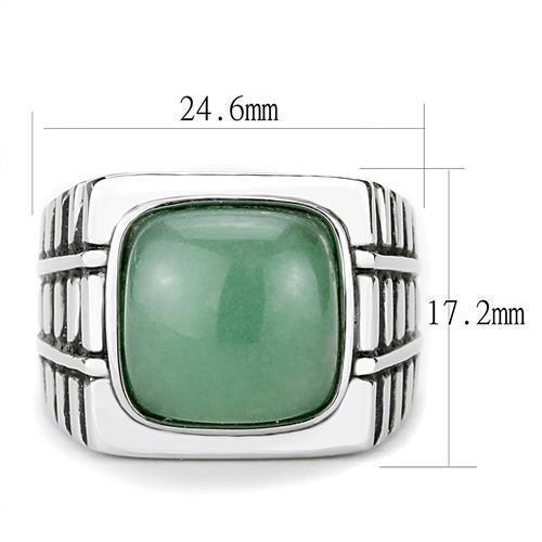 Anillo Color Plata Para Hombres de Acero Inoxidable Piedra Lisa Color Jade - Jewelry Store by Erik Rayo