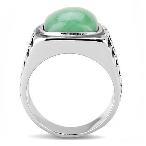 Anillo Color Plata Para Hombres de Acero Inoxidable Piedra Lisa Color Jade - Jewelry Store by Erik Rayo
