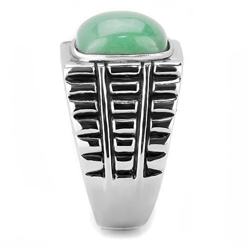 Anillo Color Plata Para Hombres de Acero Inoxidable Piedra Lisa Color Jade - Jewelry Store by Erik Rayo