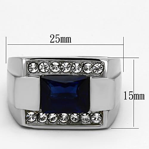 Anillo Color Plata Para Hombres de Acero Inoxidable Piedra Zafiro - Jewelry Store by Erik Rayo