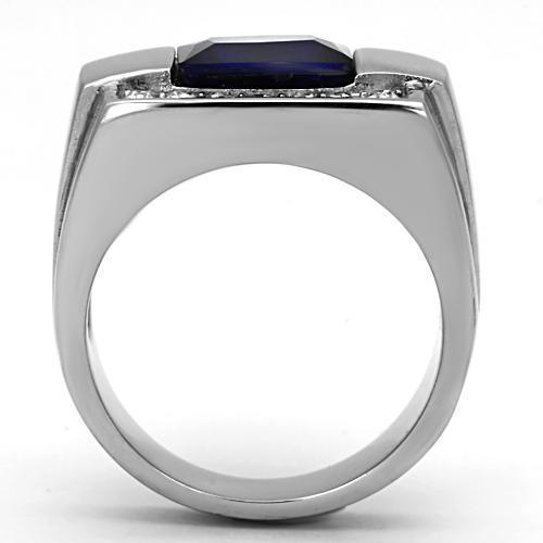 Anillo Color Plata Para Hombres de Acero Inoxidable Piedra Zafiro - Jewelry Store by Erik Rayo