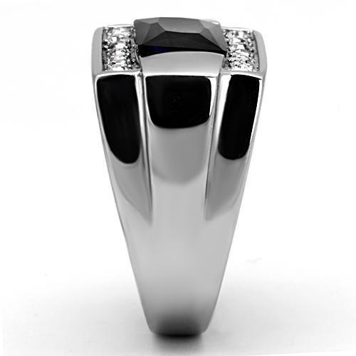 Anillo Color Plata Para Hombres de Acero Inoxidable Piedra Zafiro - Jewelry Store by Erik Rayo