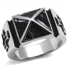 Load image into Gallery viewer, Anillo Color Plata Para Hombres y Ninos de Acero Inoxidable Piramide con Dos Cruzes - Jewelry Store by Erik Rayo
