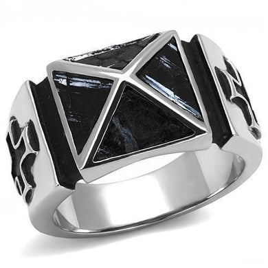 Anillo Color Plata Para Hombres y Ninos de Acero Inoxidable Piramide con Dos Cruzes - Jewelry Store by Erik Rayo