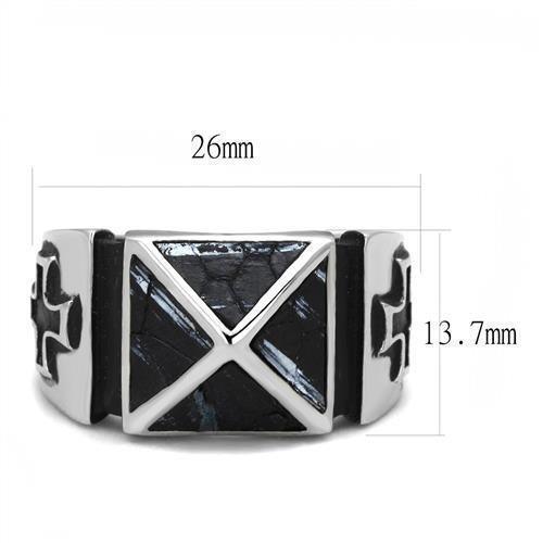 Anillo Color Plata Para Hombres de Acero Inoxidable Piramide con Dos Cruzes - Jewelry Store by Erik Rayo