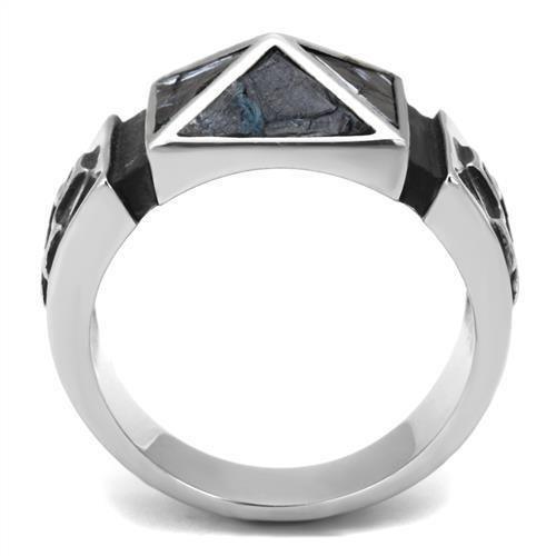 Anillo Color Plata Para Hombres de Acero Inoxidable Piramide con Dos Cruzes - Jewelry Store by Erik Rayo