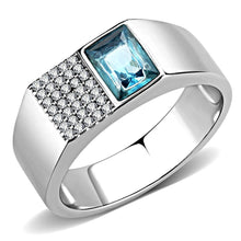 Load image into Gallery viewer, Anillo Color Plata Para Hombres y Ninos de Acero Inoxidable Rectangular Aquamarina - Jewelry Store by Erik Rayo
