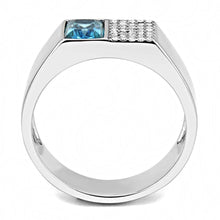 Load image into Gallery viewer, Anillo Color Plata Para Hombres y Ninos de Acero Inoxidable Rectangular Aquamarina - Jewelry Store by Erik Rayo
