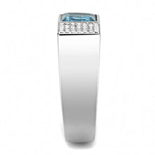 Load image into Gallery viewer, Anillo Color Plata Para Hombres y Ninos de Acero Inoxidable Rectangular Aquamarina - Jewelry Store by Erik Rayo
