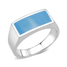 Load image into Gallery viewer, Anillo Color Plata Para Hombres de Acero Inoxidable Rectangular Azul Bebe - Jewelry Store by Erik Rayo
