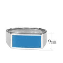 Load image into Gallery viewer, Anillo Color Plata Para Hombres de Acero Inoxidable Rectangular Azul Bebe - Jewelry Store by Erik Rayo
