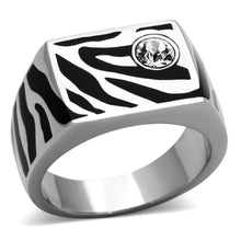 Load image into Gallery viewer, Anillo Color Plata Para Hombres y Ninos de Acero Inoxidable Rectangular en Color Zebra - Jewelry Store by Erik Rayo
