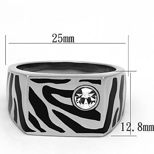 Anillo Color Plata Para Hombres de Acero Inoxidable Rectangular en Color Zebra - Jewelry Store by Erik Rayo