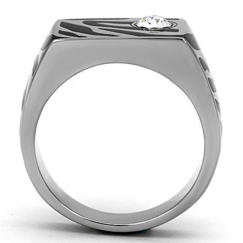 Anillo Color Plata Para Hombres de Acero Inoxidable Rectangular en Color Zebra - Jewelry Store by Erik Rayo