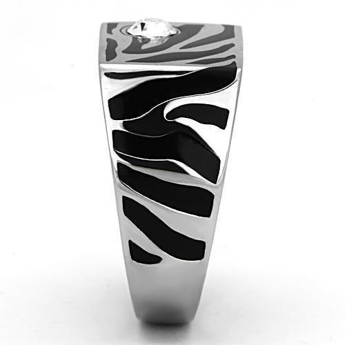 Anillo Color Plata Para Hombres de Acero Inoxidable Rectangular en Color Zebra - Jewelry Store by Erik Rayo
