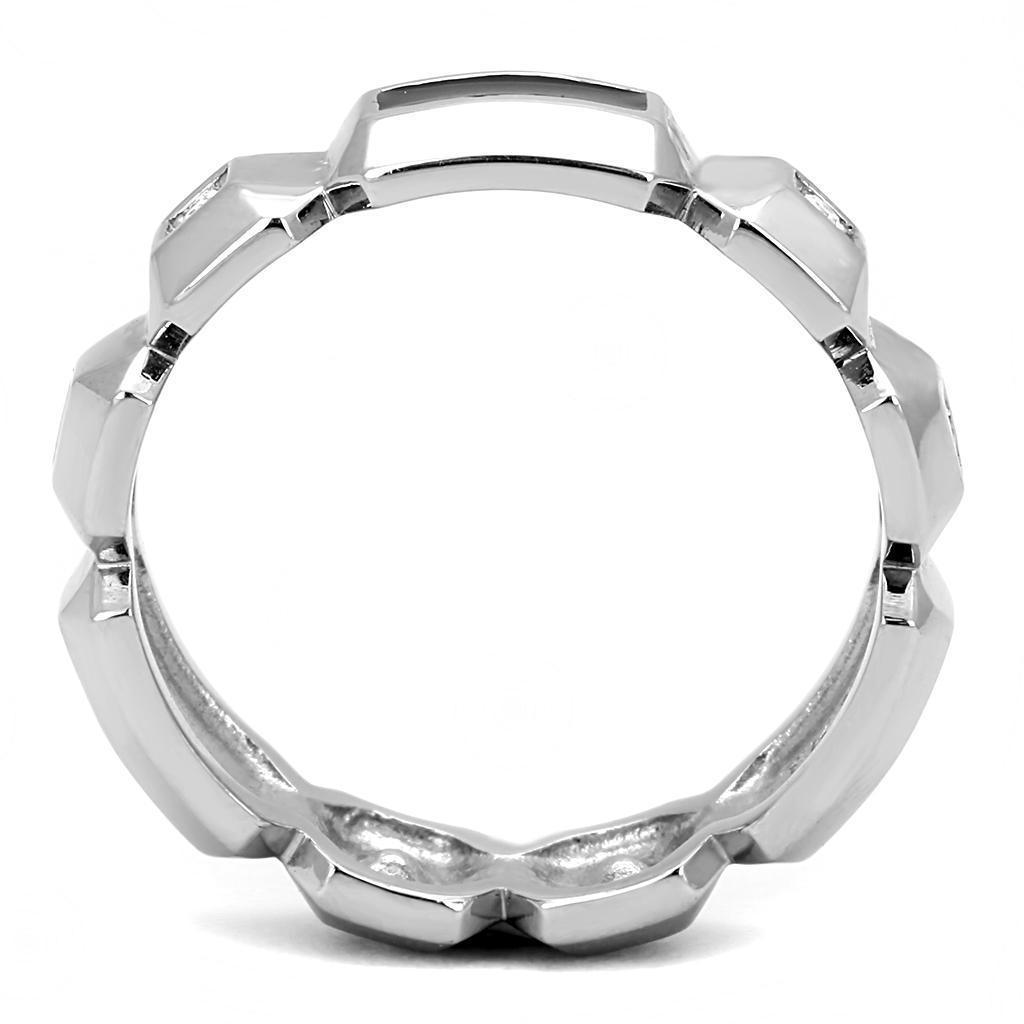 Anillo Color Plata Para Hombres de Acero Inoxidable Rectangulo con Onyx y Cuadro con Diamante - Jewelry Store by Erik Rayo