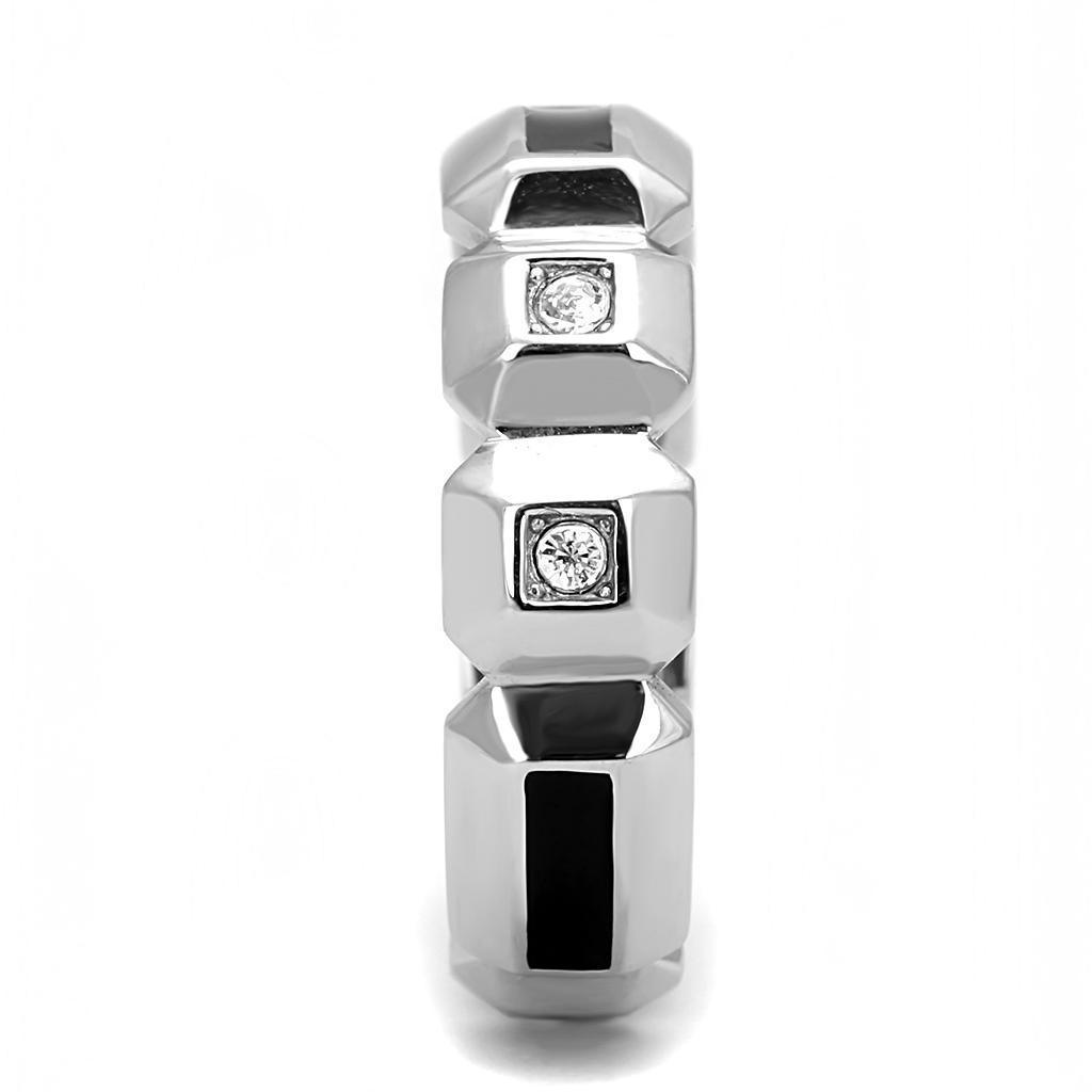 Anillo Color Plata Para Hombres de Acero Inoxidable Rectangulo con Onyx y Cuadro con Diamante - Jewelry Store by Erik Rayo