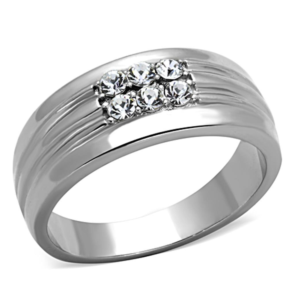 Anillo Color Plata Para Hombres de Acero Inoxidable Seis Diamantes - Jewelry Store by Erik Rayo