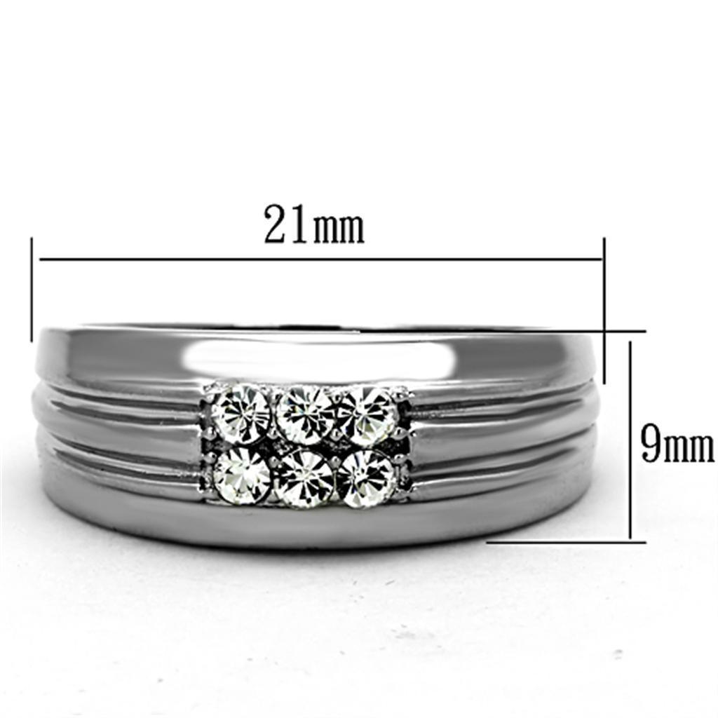Anillo Color Plata Para Hombres de Acero Inoxidable Seis Diamantes - Jewelry Store by Erik Rayo