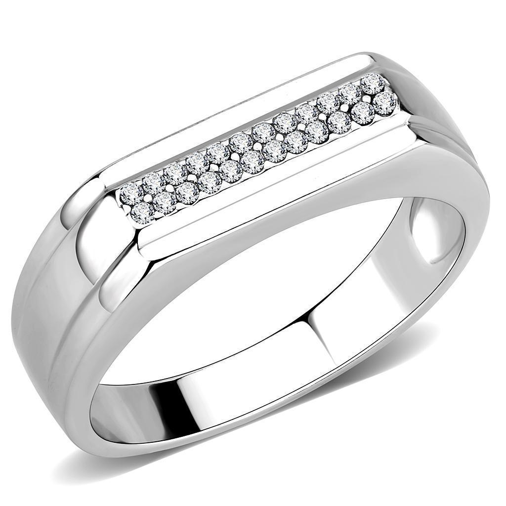 Anillo Color Plata Para Hombres de Acero Inoxidable Simple Linea de Diamantes - Jewelry Store by Erik Rayo