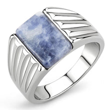 Load image into Gallery viewer, Anillo Color Plata Para Hombres y Ninos de Acero Inoxidable Sodalite en Azul Capri - Jewelry Store by Erik Rayo
