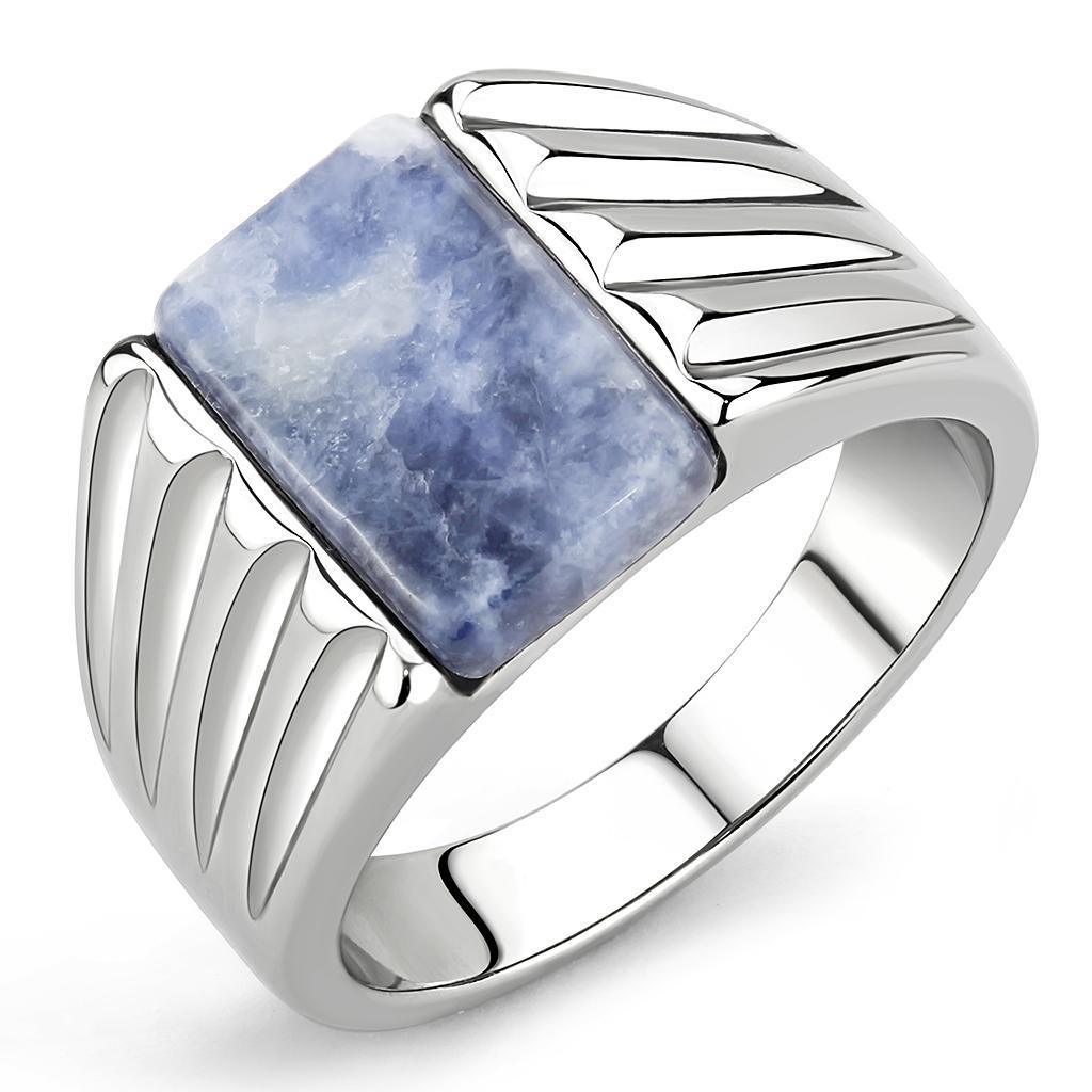 Anillo Color Plata Para Hombres y Ninos de Acero Inoxidable Sodalite en Azul Capri - Jewelry Store by Erik Rayo