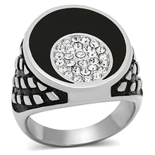 Load image into Gallery viewer, Anillo Color Plata Para Hombres y Ninos de Acero Inoxidable Sol y Luna en Onyx - Jewelry Store by Erik Rayo
