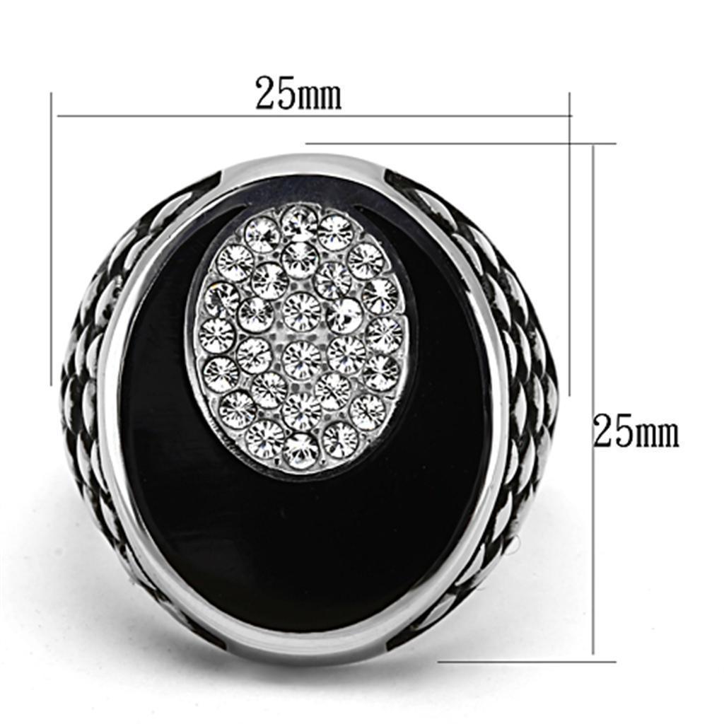 Anillo Color Plata Para Hombres de Acero Inoxidable Sol y Luna en Onyx - Jewelry Store by Erik Rayo