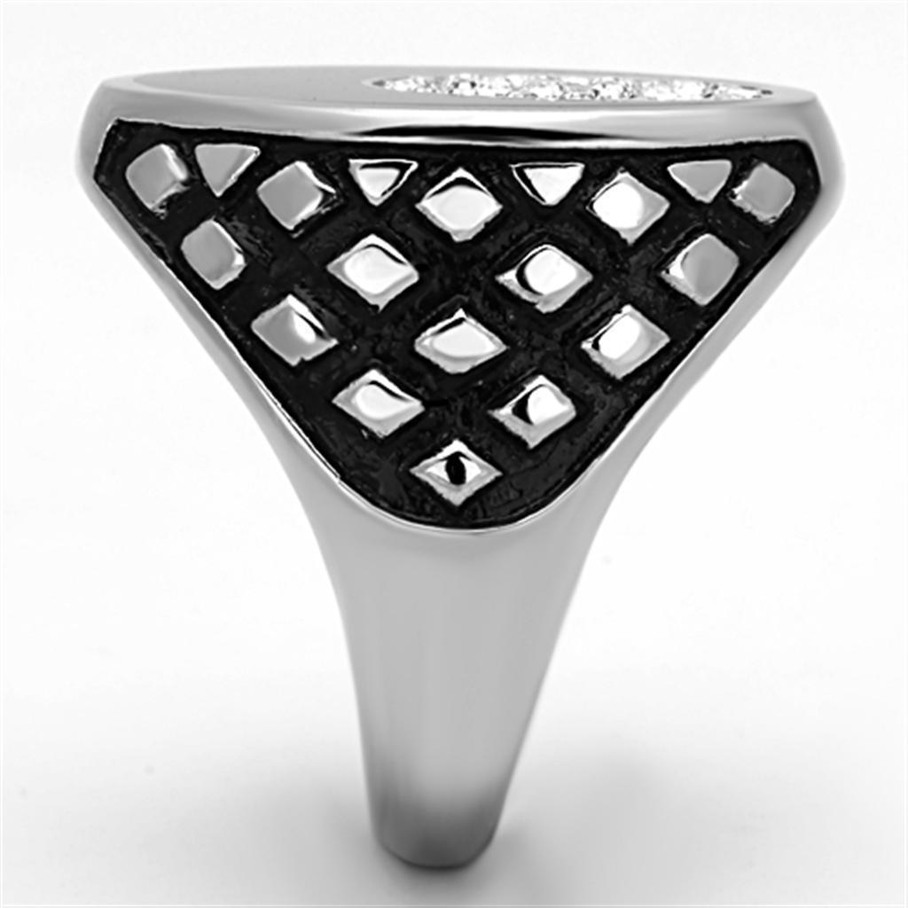 Anillo Color Plata Para Hombres de Acero Inoxidable Sol y Luna en Onyx - Jewelry Store by Erik Rayo