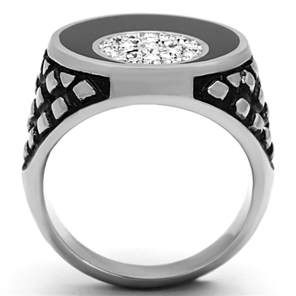 Anillo Color Plata Para Hombres de Acero Inoxidable Sol y Luna en Onyx - Jewelry Store by Erik Rayo
