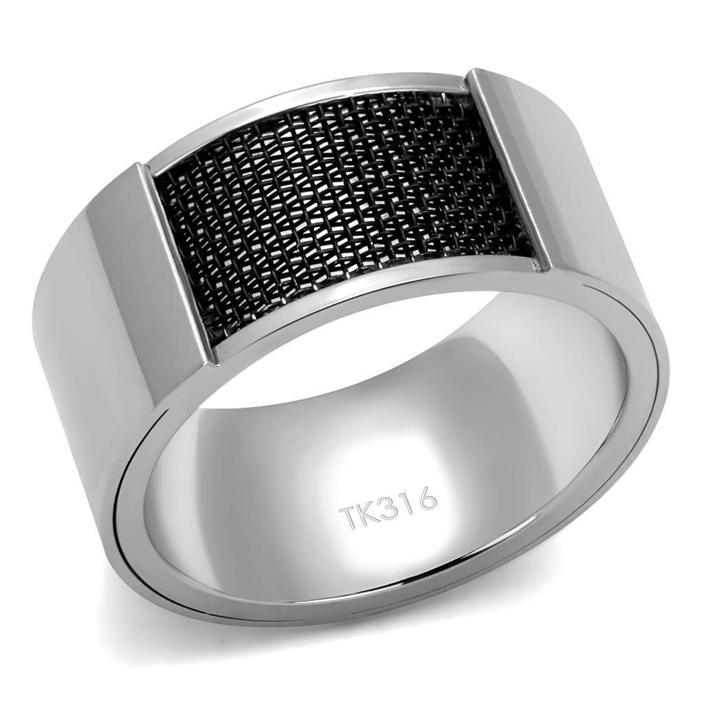 Anillo Color Plata Para Hombres de Acero Inoxidable Tema Negro - Jewelry Store by Erik Rayo