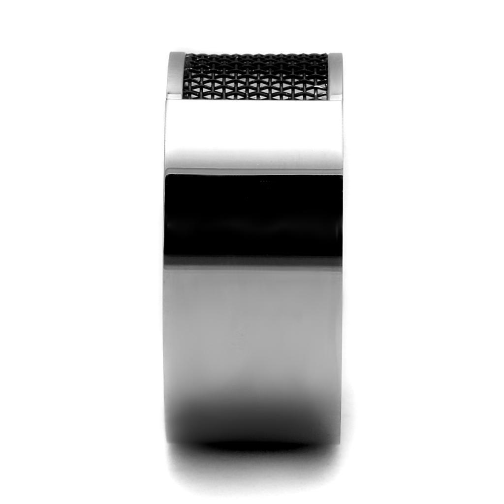 Anillo Color Plata Para Hombres de Acero Inoxidable Tema Negro - Jewelry Store by Erik Rayo