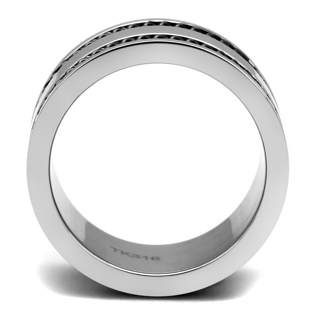 Anillo Color Plata Para Hombres de Acero Inoxidable Torzales Negros - Jewelry Store by Erik Rayo