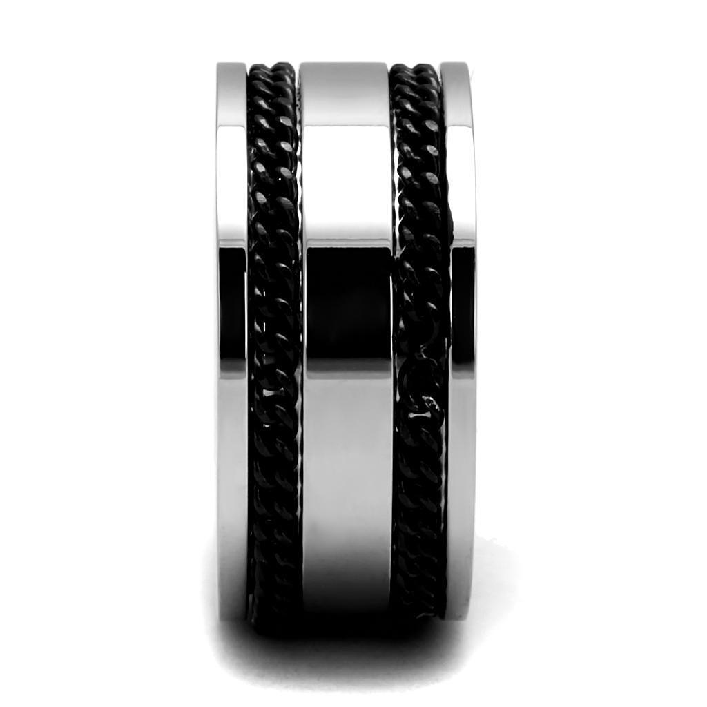 Anillo Color Plata Para Hombres de Acero Inoxidable Torzales Negros - Jewelry Store by Erik Rayo