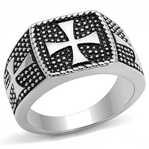 Anillo Color Plata Para Hombres de Acero Inoxidable Tres Cruzes - Jewelry Store by Erik Rayo